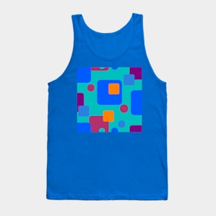 Retro Abstract Dream Space in Blue, Magenta, Orange on Teal Tank Top